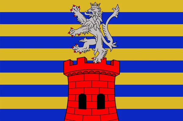 カエルジェンの旗 Kaerjeng ルクセンブルク南西部のカペレン州のコミューンである ベクターイラスト — ストックベクタ