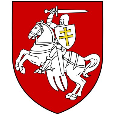 Coat of Arts of Belarus Doğu Avrupa 'da denize kıyısı olmayan bir ülkedir. Vektör illüstrasyonu