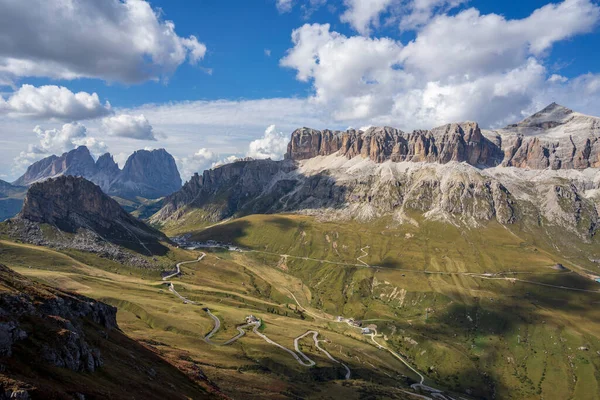 Vista Panorâmica Grupo Sella Dolomitas — Fotografia de Stock