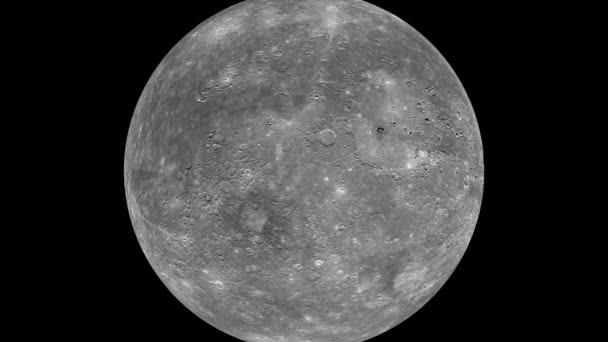 探测高解析度的水星 展示了由Nasa提供的具有陨石坑 平原和山脉的极其精细的表面 — 图库视频影像