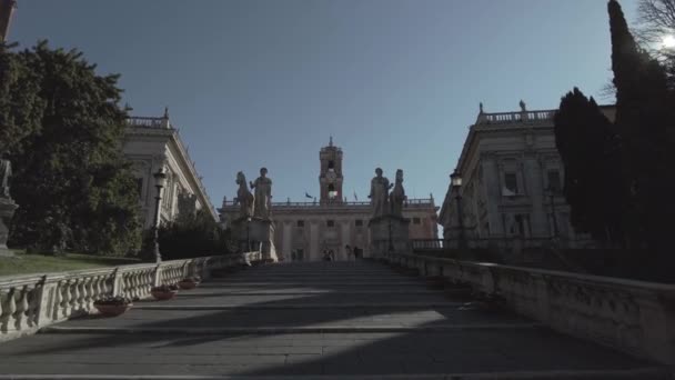 Pov Manzarası Michelangelo Tarafından Tasarlanmış Güzel Cordonata Merdivenleri Üzerinde Yürür — Stok video