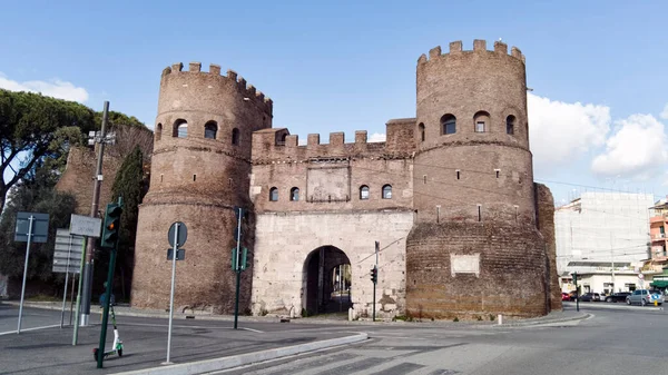 Antiga Majestosa Bem Preservada Porta San Paolo Portão Dos Portões — Fotografia de Stock