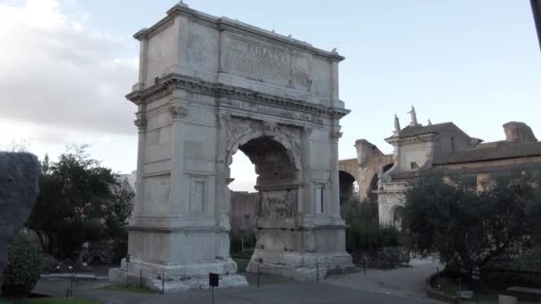 Prachtig Meesterwerk Van Oude Romeinse Kunst Architectuur Thriunpal Boog Van — Stockvideo