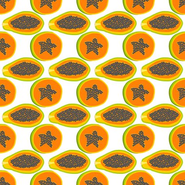 Tema üzerine resim büyük, renksiz papaya, fok balığı için parlak meyve deseni. Güzel, pürüzsüz, tekrarlayan papayadan oluşan meyve deseni. Dikensiz papaya 'dan basit renkli desenli meyve.