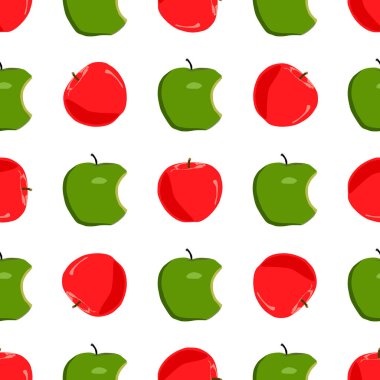 Tema üzerine resim büyük renkli dikişsiz elma, fok balığı için parlak meyve deseni. Güzel, pürüzsüz tekrar eden elmadan oluşan meyve deseni. Kusursuz güzellik elmasından basit renkli desenli meyve.