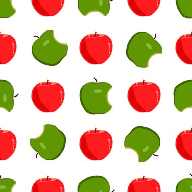 Tema üzerine resim büyük renkli dikişsiz elma, fok balığı için parlak meyve deseni. Güzel, pürüzsüz tekrar eden elmadan oluşan meyve deseni. Kusursuz güzellik elmasından basit renkli desenli meyve.