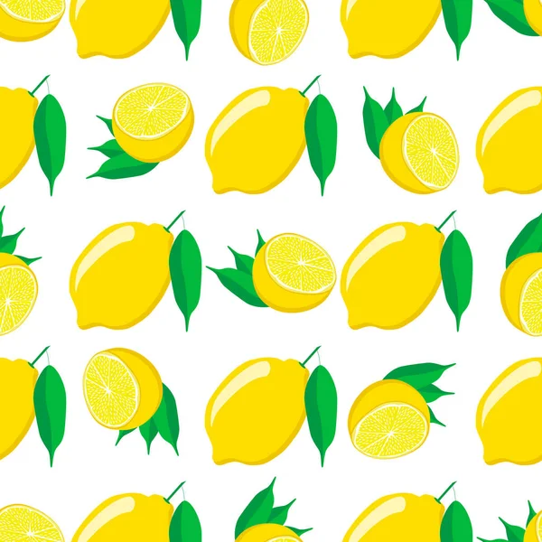 Ilustração Tema Grande Limão Amarelo Sem Costura Colorido Padrão Fruta — Vetor de Stock