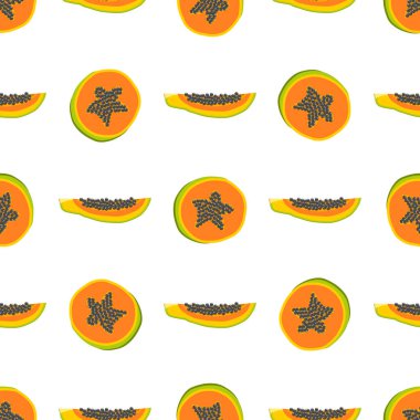 Tema üzerine resim büyük, renksiz papaya, fok balığı için parlak meyve deseni. Güzel, pürüzsüz, tekrarlayan papayadan oluşan meyve deseni. Dikensiz papaya 'dan basit renkli desenli meyve.