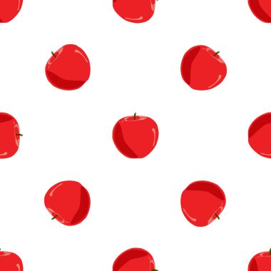 Tema üzerine resim büyük renkli dikişsiz elma, fok balığı için parlak meyve deseni. Güzel, pürüzsüz tekrar eden elmadan oluşan meyve deseni. Kusursuz güzellik elmasından basit renkli desenli meyve.