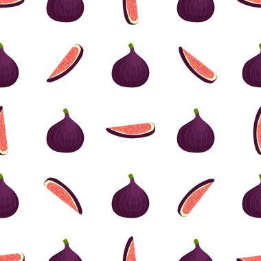 Tema üzerine resim büyük, renksiz mor incir, fok balığı için parlak meyve deseni. Güzel, pürüzsüz, tekrar eden incirden oluşan meyve deseni. Kusursuz mor incirden basit renkli desenli meyveler..