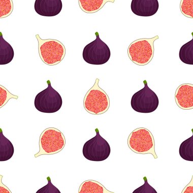 Tema üzerine resim büyük, renksiz mor incir, fok balığı için parlak meyve deseni. Güzel, pürüzsüz, tekrar eden incirden oluşan meyve deseni. Kusursuz mor incirden basit renkli desenli meyveler..