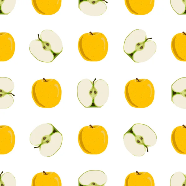 Ilustración Tema Manzana Inconsútil Color Grande Patrón Fruta Brillante Para — Archivo Imágenes Vectoriales