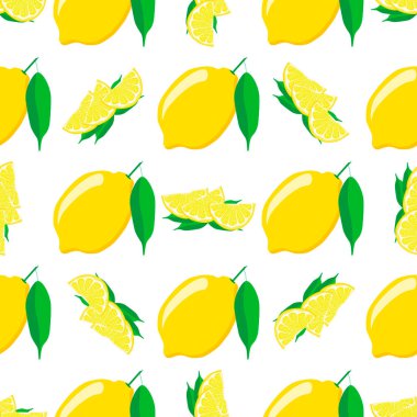Tema üzerine resim, büyük, renksiz, sarı limon, fok balığı için parlak meyve deseni. Güzel, pürüzsüz tekrar eden limondan oluşan meyve deseni. Tertemiz limondan basit renkli desenli meyveler..