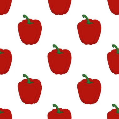 Parlak desenli dolma biber, fok için sebze biberi teması. Sebzeli dolmalık biber deseni, bir sürü kırmızı biber. Capsicum dolma biberinden basit renkli sebze deseni