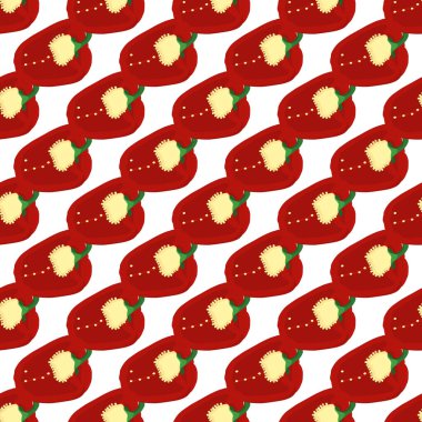 Parlak desenli dolma biber, fok için sebze biberi teması. Sebzeli dolmalık biber deseni, bir sürü kırmızı biber. Capsicum dolma biberinden basit renkli sebze deseni