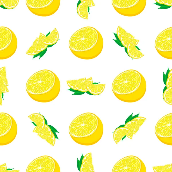 Ilustração Tema Grande Limão Amarelo Sem Costura Colorido Padrão Fruta — Vetor de Stock