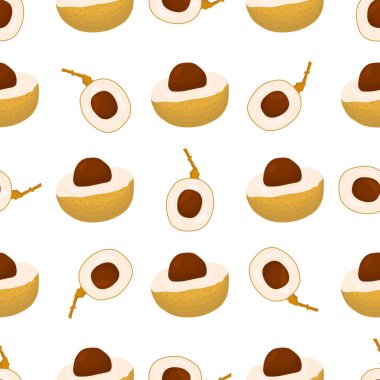 Tema üzerine resim büyük renkli, dikişsiz Longan, fok balığı için parlak meyve deseni. Güzel, pürüzsüz tekrar eden Longan 'dan oluşan meyve deseni. Kusursuz Longan 'dan basit renkli desenli meyve.