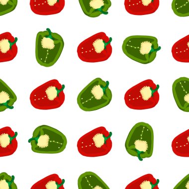 Parlak desenli dolma biber, fok için sebze biberi teması. Sebzeli dolmalık biber deseni, bir sürü kırmızı biber. Capsicum dolma biberinden basit renkli sebze deseni