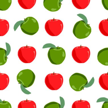 Tema üzerine resim büyük renkli dikişsiz elma, fok balığı için parlak meyve deseni. Güzel, pürüzsüz tekrar eden elmadan oluşan meyve deseni. Kusursuz güzellik elmasından basit renkli desenli meyve.