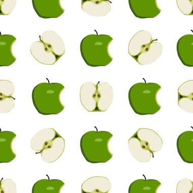 Tema üzerine resim büyük renkli dikişsiz elma, fok balığı için parlak meyve deseni. Güzel, pürüzsüz tekrar eden elmadan oluşan meyve deseni. Kusursuz güzellik elmasından basit renkli desenli meyve.
