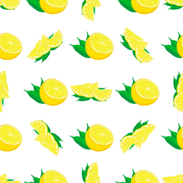Иллюстрация Тему Большой Цветной Бесшовный Желтый Лимон Яркий Фруктовый Узор — стоковый вектор