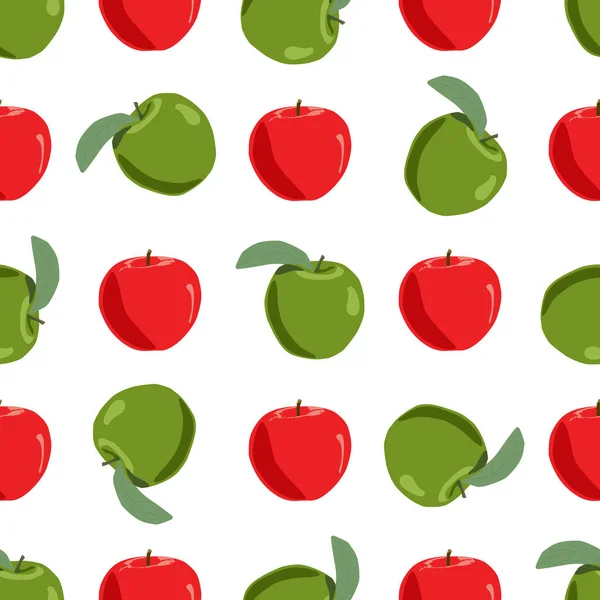 Ilustração Sobre Tema Grande Maçã Sem Costura Colorida Padrão Fruta — Vetor de Stock