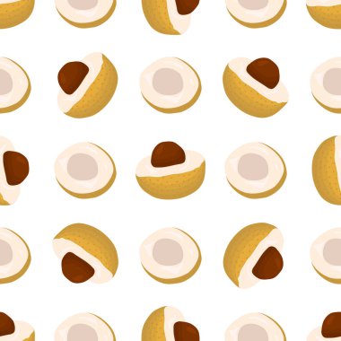Tema üzerine resim büyük renkli, dikişsiz Longan, fok balığı için parlak meyve deseni. Güzel, pürüzsüz tekrar eden Longan 'dan oluşan meyve deseni. Kusursuz Longan 'dan basit renkli desenli meyve.