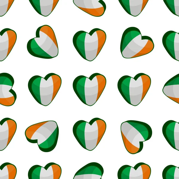 Illustrazione Sul Tema Vacanza Irlandese Giorno San Patrizio Cuori Colori — Vettoriale Stock