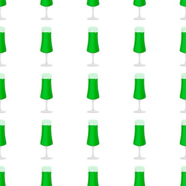 Resimli İrlanda bayramı Aziz Patrick günü, kupada dikişsiz renkli bira. Beyaz arka planda birbirinin aynısı pek çok bira bardağından oluşan Aziz Patrick günü. Aziz Patrick Günü 'nün ana aksesuarında bira..