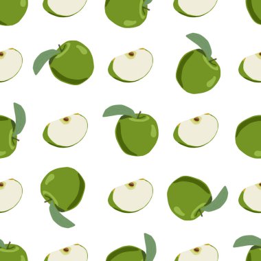 Tema üzerine resim büyük renkli dikişsiz elma, fok balığı için parlak meyve deseni. Güzel, pürüzsüz tekrar eden elmadan oluşan meyve deseni. Kusursuz güzellik elmasından basit renkli desenli meyve.