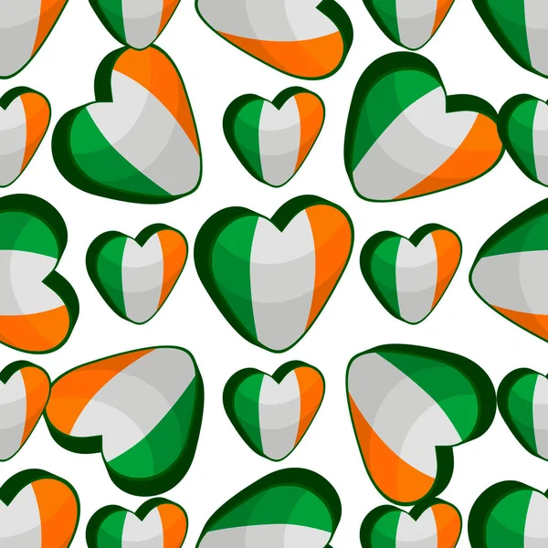 Illustratie Thema Ierse Feestdag Patrick Dag Naadloze Kleurharten Patroon Patrick — Stockvector