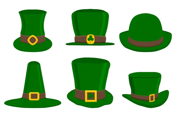 Ilustración Sobre Tema Día San Patricio Vacaciones Irlandesas Conjunto Sombreros — Vector de stock