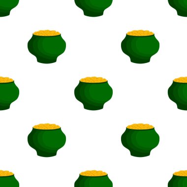 İrlanda bayramı temalı Aziz Patrick günü, kusursuz madeni paralar. Beyaz arka planda birçok özdeş madeni paranın olduğu Aziz Patrick günü. Para için ot. Aziz Patrick Günü için ana aksesuar.