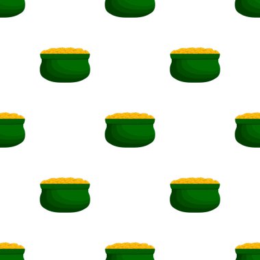 İrlanda bayramı temalı Aziz Patrick günü, kusursuz madeni paralar. Beyaz arka planda birçok özdeş madeni paranın olduğu Aziz Patrick günü. Para için ot. Aziz Patrick Günü için ana aksesuar.