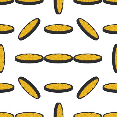 İrlanda bayramı temalı Aziz Patrick günü, kusursuz madeni paralar. Beyaz arka planda birçok özdeş madeni paranın olduğu Aziz Patrick günü. Para için ot. Aziz Patrick Günü için ana aksesuar.