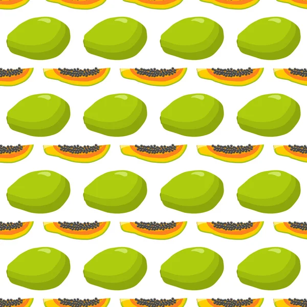Ilustracja Temat Dużych Kolorowych Papaja Bez Szwu Jasny Wzór Owoców — Wektor stockowy