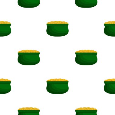 İrlanda bayramı temalı Aziz Patrick günü, kusursuz madeni paralar. Beyaz arka planda birçok özdeş madeni paranın olduğu Aziz Patrick günü. Para için ot. Aziz Patrick Günü için ana aksesuar.