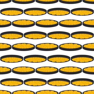 İrlanda bayramı temalı Aziz Patrick günü, kusursuz madeni paralar. Beyaz arka planda birçok özdeş madeni paranın olduğu Aziz Patrick günü. Para için ot. Aziz Patrick Günü için ana aksesuar.