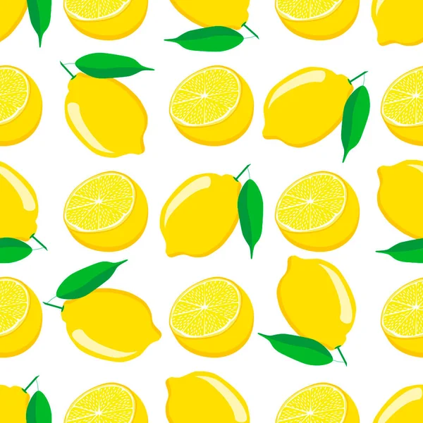 Ilustração Tema Grande Limão Amarelo Sem Costura Colorido Padrão Fruta — Vetor de Stock