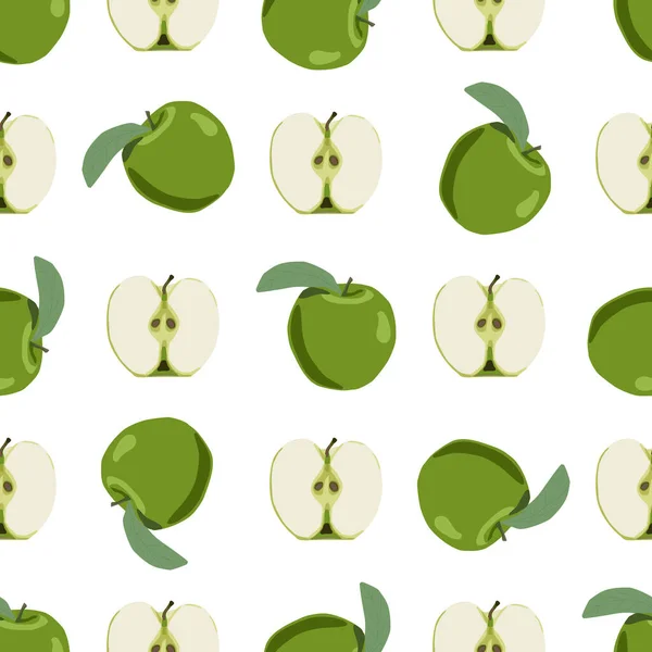 Ілюстрація Тему Великого Кольору Безшовного Яблука Яскравий Фруктовий Візерунок Печатки — стоковий вектор