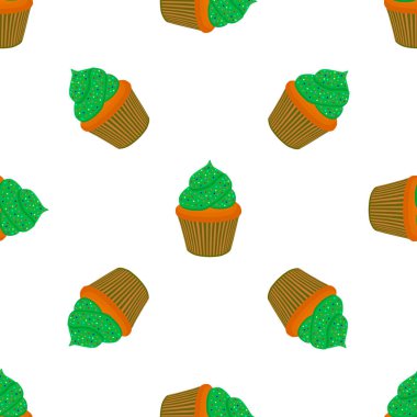 İrlanda bayramı temalı Aziz Patrick günü, kusursuz yeşil çörekler. Beyaz arka planda pek çok benzer kekten oluşan Aziz Patrick günü. St. Patrick Günü 'nün ana aksesuarı..