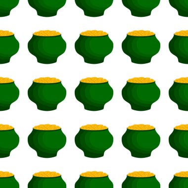 İrlanda bayramı temalı Aziz Patrick günü, kusursuz madeni paralar. Beyaz arka planda birçok özdeş madeni paranın olduğu Aziz Patrick günü. Para için ot. Aziz Patrick Günü için ana aksesuar.