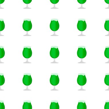Resimli İrlanda bayramı Aziz Patrick günü, kupada dikişsiz renkli bira. Beyaz arka planda birbirinin aynısı pek çok bira bardağından oluşan Aziz Patrick günü. Aziz Patrick Günü 'nün ana aksesuarında bira..