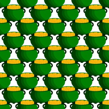 İrlanda bayramı temalı Aziz Patrick günü, kusursuz madeni paralar. Beyaz arka planda birçok özdeş madeni paranın olduğu Aziz Patrick günü. Para için ot. Aziz Patrick Günü için ana aksesuar.