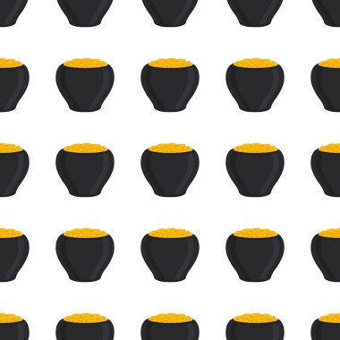 İrlanda bayramı temalı Aziz Patrick günü, kusursuz madeni paralar. Beyaz arka planda birçok özdeş madeni paranın olduğu Aziz Patrick günü. Para için ot. Aziz Patrick Günü için ana aksesuar.