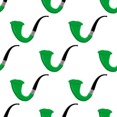 İrlanda bayramı Aziz Patrick günü, pürüzsüz yeşil sigara boruları. Beyaz arka plandaki birbirinin aynısı sigara borularından oluşan Aziz Patrick Günü deseni. St. Patrick Günü için ana aksesuar..