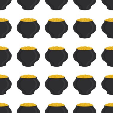 İrlanda bayramı temalı Aziz Patrick günü, kusursuz madeni paralar. Beyaz arka planda birçok özdeş madeni paranın olduğu Aziz Patrick günü. Para için ot. Aziz Patrick Günü için ana aksesuar.