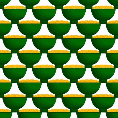 İrlanda bayramı temalı Aziz Patrick günü, kusursuz madeni paralar. Beyaz arka planda birçok özdeş madeni paranın olduğu Aziz Patrick günü. Para için ot. Aziz Patrick Günü için ana aksesuar.