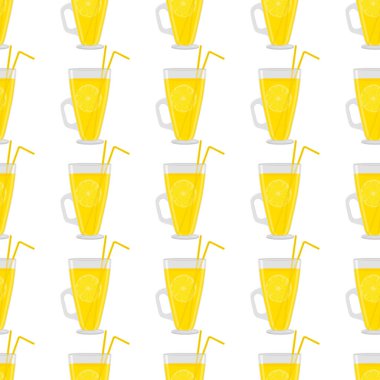 Doğal içecek için cam bardakta büyük renkli limonata teması. Mutfak aksesuarlarından oluşan limonata deseni, organik yiyecekler için cam bardak. Cam bardaktan taze limonata..