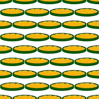 İrlanda bayramı temalı Aziz Patrick günü, kusursuz madeni paralar. Beyaz arka planda birçok özdeş madeni paranın olduğu Aziz Patrick günü. Para için ot. Aziz Patrick Günü için ana aksesuar.